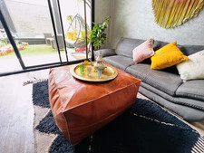 Repose-pieds vintage en cuir marocain 30 pouces pouffe boho repose-pieds...