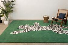 Climbing Leopard - Green, Touffeté à la Main 100% Laine Doux Zone Tapis Moquette