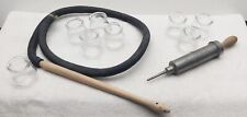 Vintage. Medical Suction Cup Kit. Metal syringe, hose and handle, 8 suction cups