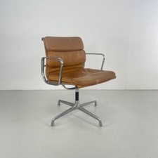 Eames Herman Miller Lumière Marron Chameau Cuir Souple Chaise Fauteuil #4304
