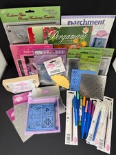 HUGE!!! Lot of PERGAMANO templates, books, cutter, embossing tools - NEW & Used!