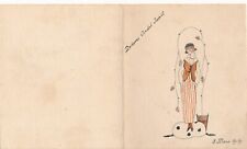 1919 Painted and Manuscript Menu 2 Part Drawing