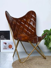 Chaise Papillon En Cuir Marron