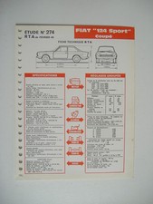 fiche technique RTA  FIAT 124