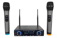 Rockville RWM72U Dual UHF Wireless Handheld Microphone System Digital Display