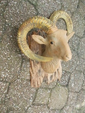 Très joli trophée chasse factice tête mouflon ppolymère déco kitsch vintage 1960