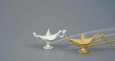 D15 Aladdin Miracle Lamp 1001 Night Necklace Chain 925 Sterling Silver Gold Plated