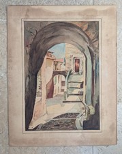 Aquarelle signée Ruelle de