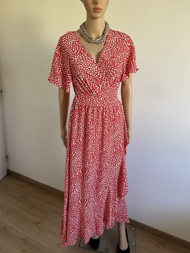 Robe longue rouge orangée - , et