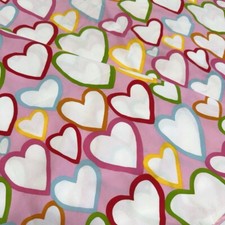 Ikea cotton heart pink green fabric Sweden Sipra Cowell Quilting sewing W 53".