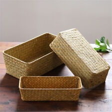 Pure Hand-Woven Seagrass Storage Basket- Bathroom&Home Desktop Organizer Baskets