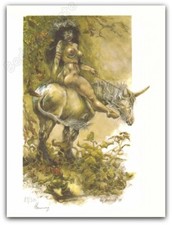Affiche René Hausman La licorne 300ex signée 29,7x29,5 cm