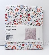 Ikea GULLNATTLJUS Pillow Cushion Cover 20" x 20" White/Floral Pattern - NEW