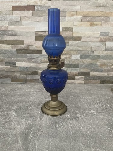 Lampe huile verre bleu - en,