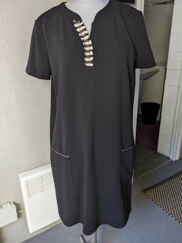Robe crepe polyester noire - robe,