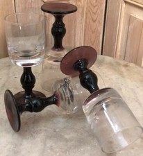 Series of 4 Blown Glass 19th Century Old Bistro Table Art Service Glass