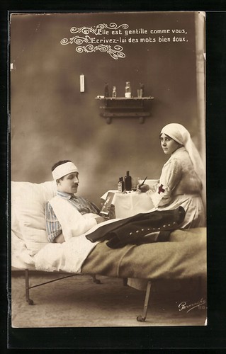 Carte postale soldat - , au