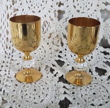Set Of 2 Valerio Albarello Gold Plated Gep Brass Goblet  Swarovski Crystal 