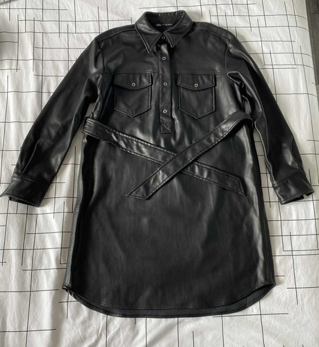 Robe femme simili cuir noir