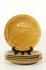 Gien France - Lot of 6 Vintage Plates Model Ceramic Barrel Faux Wood