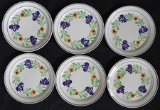 BOCH / LA LOUVIERE (lot x6 flat plates) 24 cm floral decor (VGC)