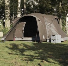 Tente De Camping XXL A Dôme 6 Personnes Marron Imperméable Abri De Camping