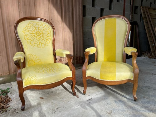 Fauteuils voltaire jaune en - 2,