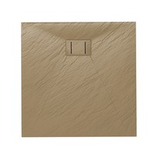 BAC À DOUCHE 90X90CM CARRÉ TORTOURELLE EFFET PIERRE RÉSINE SANS BONDE RÉDUCTIBLE