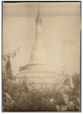 Cambodia, Pailin (ប៉ៃលិន), Burmese Pagoda to Pailin Vintage silver print. Written