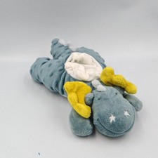 Doudou dragon bleu jaune