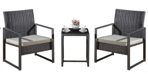 Rotin chaise table set - &,