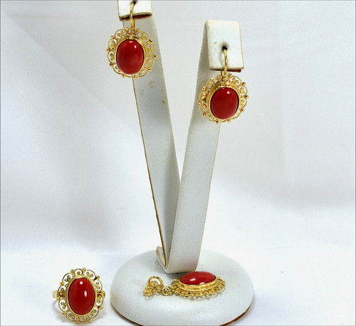 Parure corail et - 18, kt