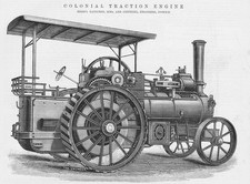 RANSOMES SIMS & JEFFERIES Ipswich Colonial Traction Engine Antique Print 1892