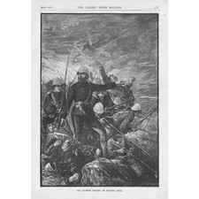 BOER WAR Sir George Colley at Majuba Hill - Antique Print c1890