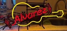 Alvarez Guitar neon Store Dealer Sign  29in x 13.5 mounting Man cave Bar