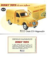 DINKY TOYS sheet + certificate CITROËN 2 HP ROAD GUARD Dinky Toys 562 H Atlas