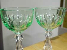 VAL ST LAMBERT 2 ANCIENS VERRES A APERITIF EN CRISTAL MOD OLIVES OURALINE  11 cm