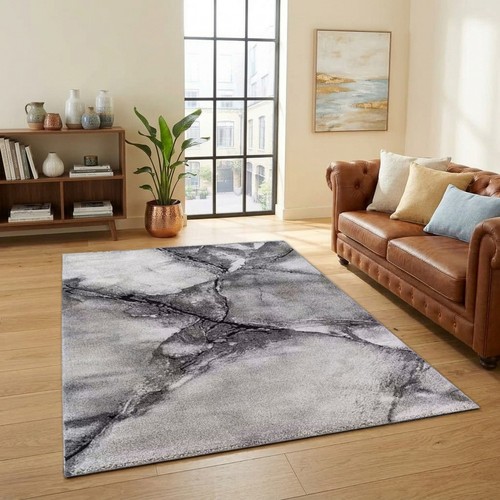 Tapis design gris - crème, motif