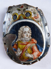 Plaque bourse de ancienne 17 18 siècle peinture miniature émail émaux sur cuivre