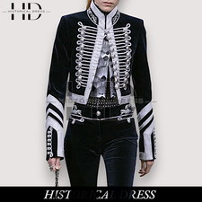 Black Velvet Silver Braid Jacket | Paco Rabanne Inspired Military Fashion