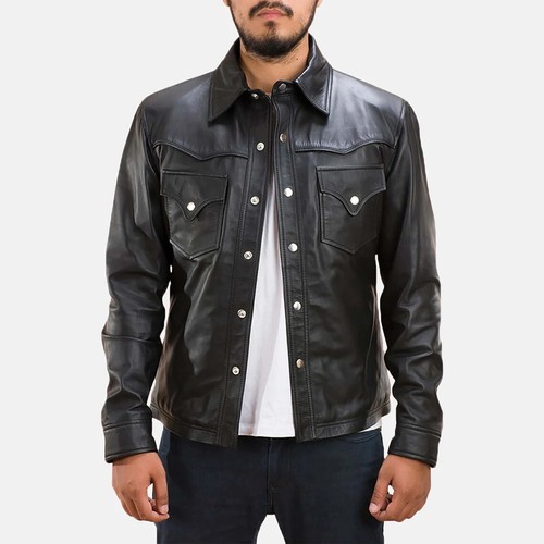 Chemise cuir noir - noir, pour