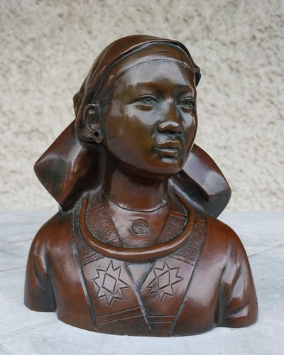 Buste bronze 1940 femme hmong - femme,