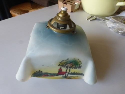 Lustre abat jour verre opaline - jour,