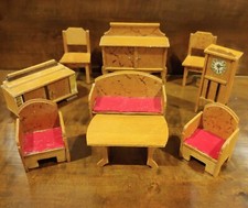 9 piece set Antique European Dollhouse Furniture ca 1910 - 1930 