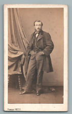 CDV YOUNG MEN LONG COAT STONE SMALL PHOTO OLD ALBUMEN PHOTO MAN 1860's