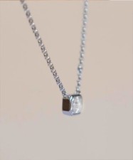 1 Ct Horizontal Emerald Cut Moissanite Solitaire Wedding Pendant 14k White Gold