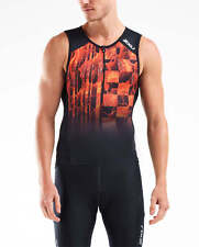 New 2XU Men Perform Front Zip Tri Singlet Large Triathlon Top Race Train MT5530a