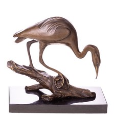 Bronze Sculpture of a heron on a black marble base after Milo