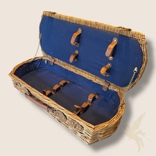 malle pique-nique vintage en osier et cuir