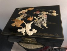 JEWELRY BOX SET WOOD HARD STONE LACQUER CHINA CHINESE ASIAN JAPANESE